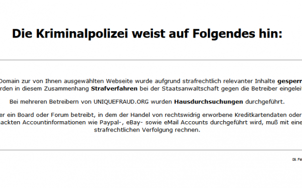 Polizei legt Carder-Forum still